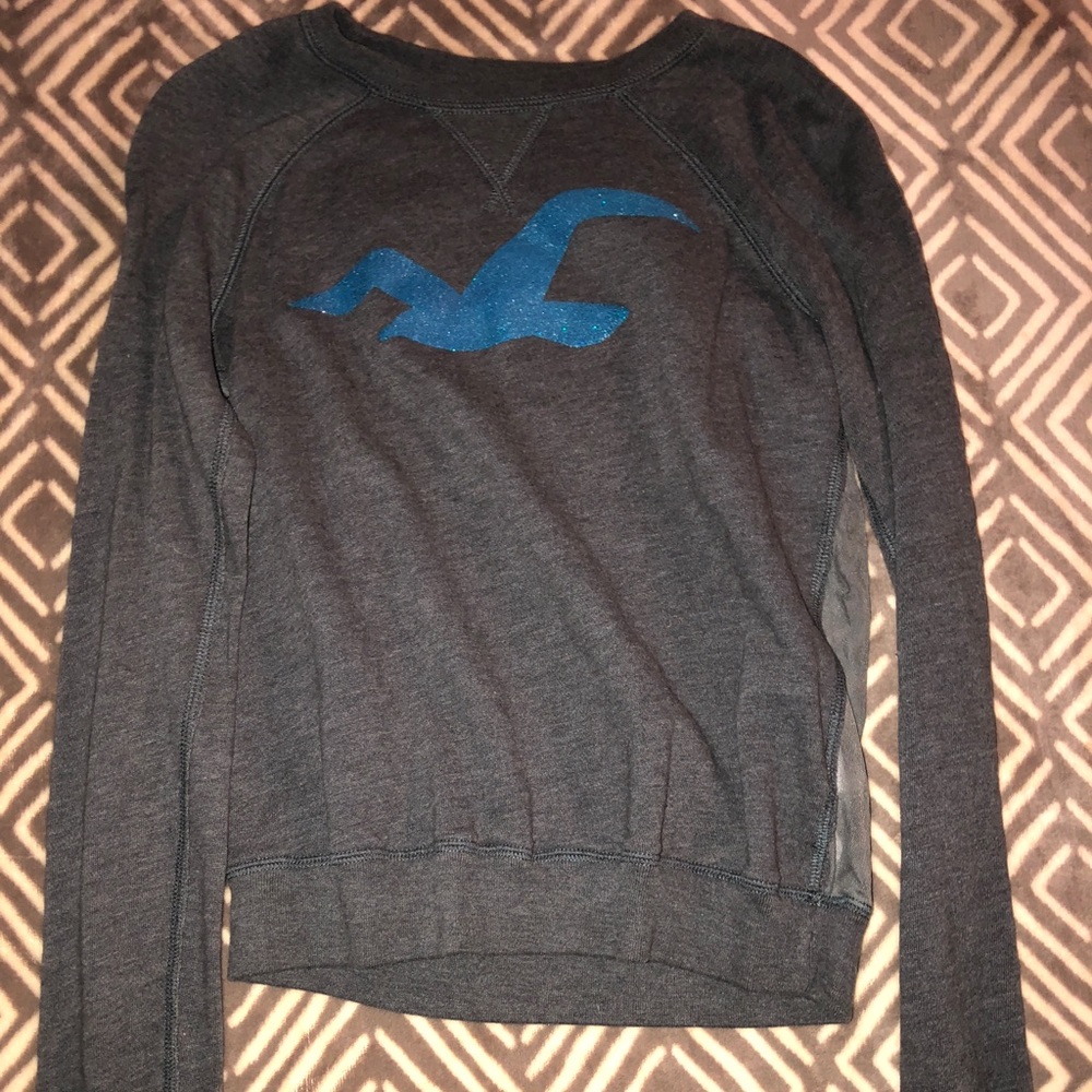 Hollister gray sweater with mesh back